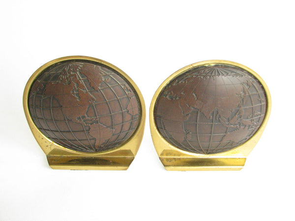 edgebrookhouse - Vintage Matina World Globe Brass and Resin Bookends - a Pair