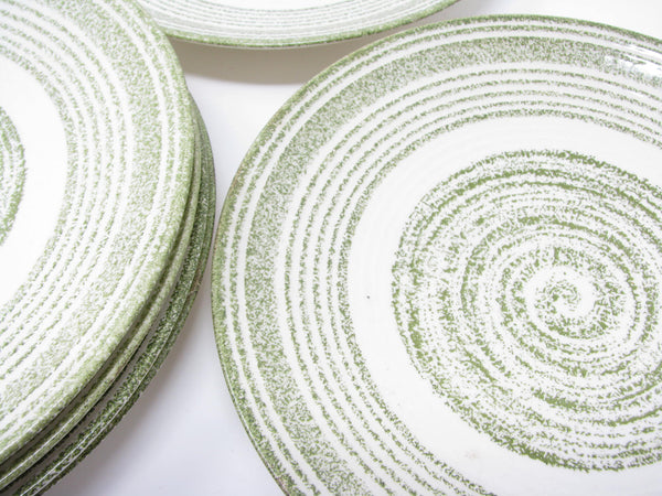 edgebrookhouse - Vintage Max Schonfeld El Verde Salad Plates with Green Concentric Circle Design - 6 Pieces