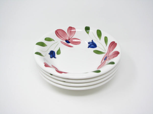 edgebrookhouse - Vintage Maxam Primula Italy Ceramic Bowls with Pink and Blue Floral Design - 4 Pieces