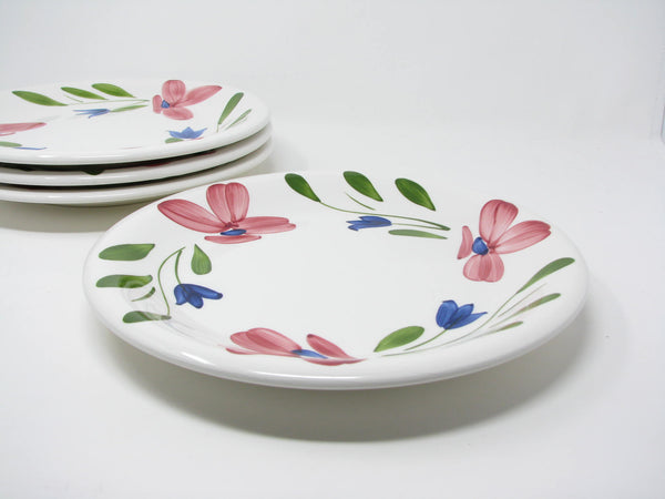 edgebrookhouse - Vintage Maxam Primula Italy Ceramic Dinner Plates with Pink and Blue Floral Design - 4 Pieces