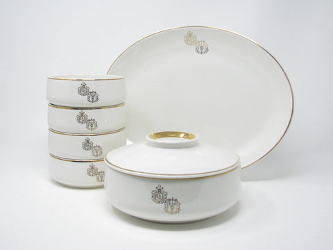 edgebrookhouse - Vintage Medical Caduceus Pharmacology Rx Pattern Serving Dishes by Hall China - 6 Pieces