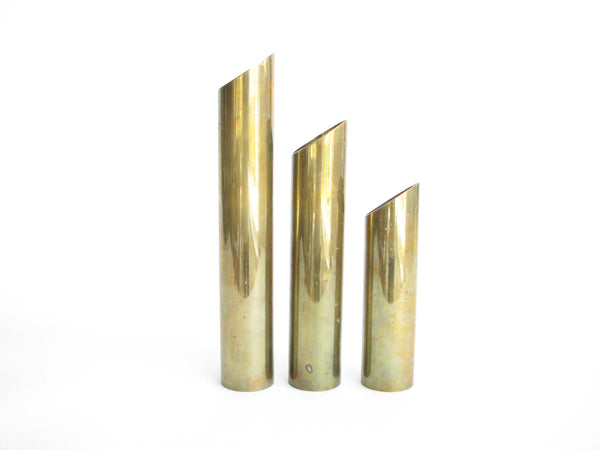 edgebrookhouse - Vintage Metal Brass Cylinder Candle Holders - Set of 3