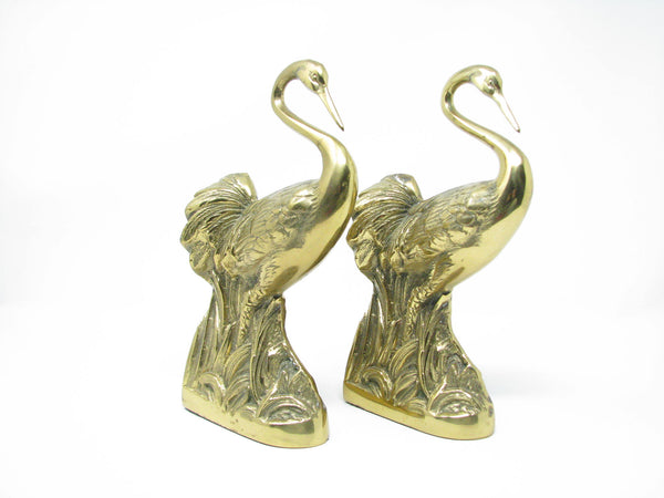 edgebrookhouse - Vintage Michael Angelo Interiors Solid Brass Crane Heron Bookends - a Pair