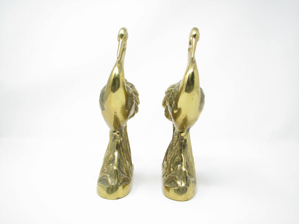 edgebrookhouse - Vintage Michael Angelo Interiors Solid Brass Crane Heron Bookends - a Pair
