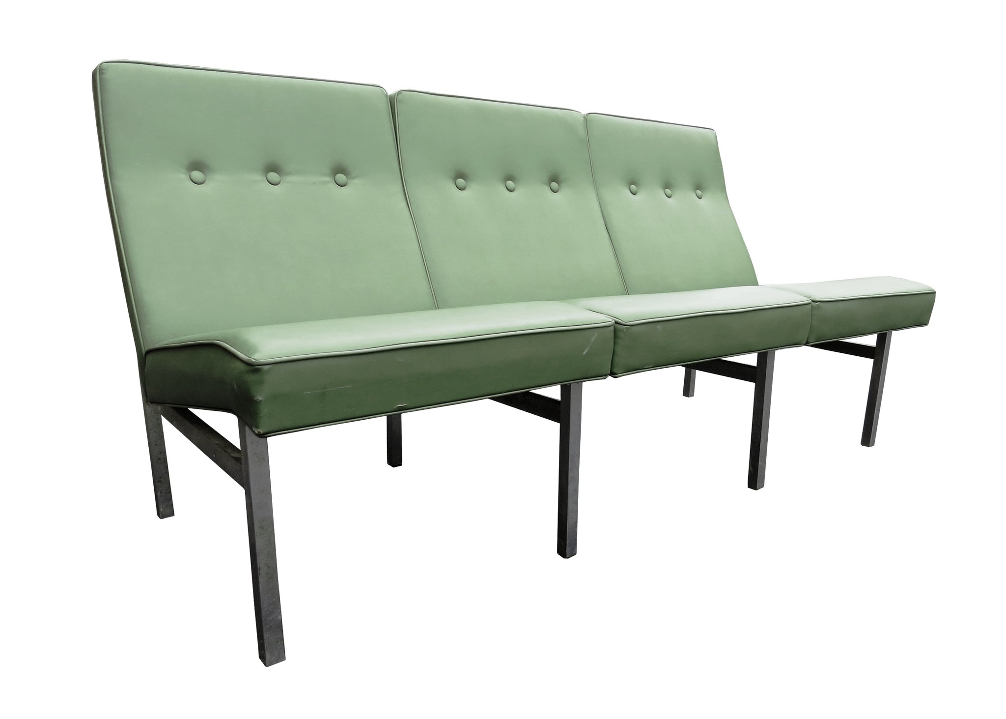 edgebrookhouse - Vintage Mid-Century Americana Florence Knoll Style Architectural 3 Seater Settee