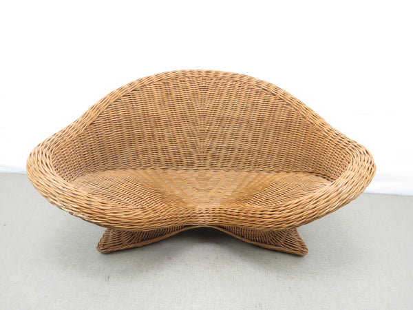 edgebrookhouse - Vintage Mid-Century Sculptural Bamboo and Rattan Lotus Meditation Chair