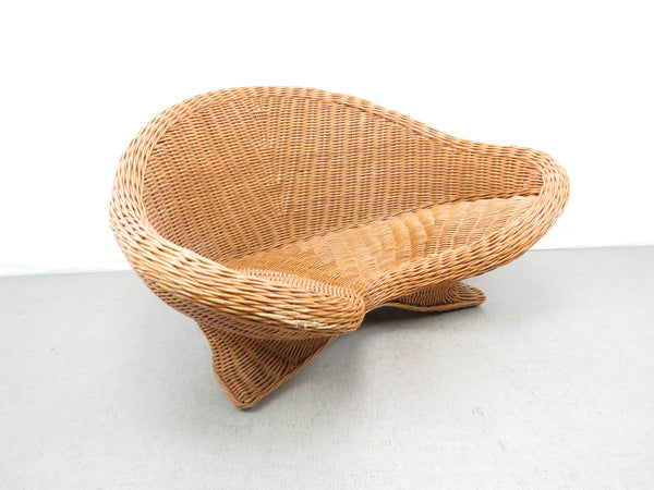 edgebrookhouse - Vintage Sculptural Bamboo and Rattan Lotus Meditation Chair