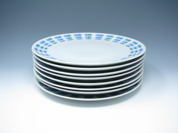 edgebrookhouse - Vintage Mikasa Elite Calibou Dinner Plates with Blue Green Purple Leaves - 8 Pieces