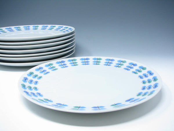 edgebrookhouse - Vintage Mikasa Elite Calibou Dinner Plates with Blue Green Purple Leaves - 8 Pieces