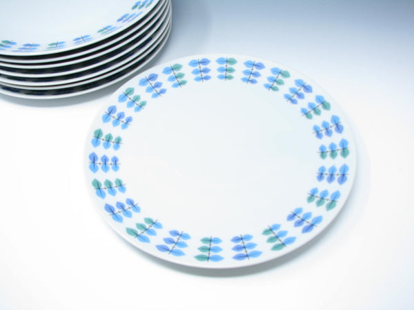edgebrookhouse - Vintage Mikasa Elite Calibou Dinner Plates with Blue Green Purple Leaves - 8 Pieces