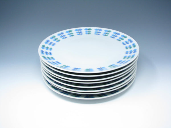 edgebrookhouse - Vintage Mikasa Elite Calibou Dinner Plates with Blue Green Purple Leaves - 8 Pieces