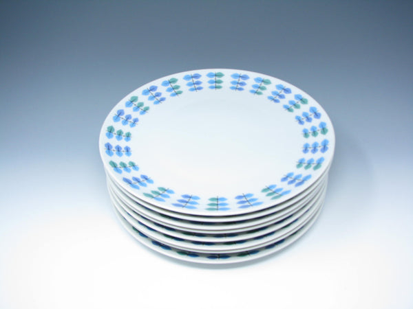 edgebrookhouse - Vintage Mikasa Elite Calibou Dinner Plates with Blue Green Purple Leaves - 8 Pieces