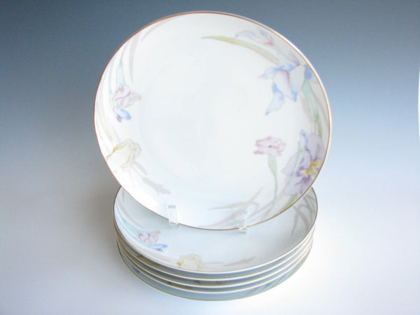 edgebrookhouse - Vintage Mikasa Gabriele Floral Dinner Plates with Gold Rim - Set of 6