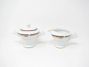 edgebrookhouse - Vintage Mikasa Interplay Art Deco Style Creamer and Lidded Sugar Bowl - 2 Pieces