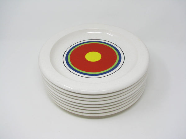 edgebrookhouse - Vintage Mikasa Moonfire Dinner Plates with Vibrant Concentric Circle Pattern - 8 Pieces