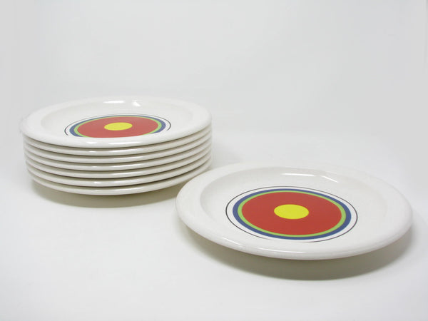edgebrookhouse - Vintage Mikasa Moonfire Dinner Plates with Vibrant Concentric Circle Pattern - 8 Pieces