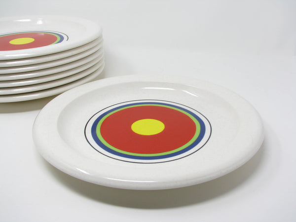 edgebrookhouse - Vintage Mikasa Moonfire Dinner Plates with Vibrant Concentric Circle Pattern - 8 Pieces