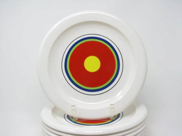 edgebrookhouse - Vintage Mikasa Moonfire Dinner Plates with Vibrant Concentric Circle Pattern - 8 Pieces