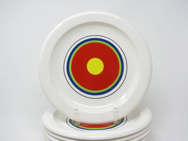 edgebrookhouse - Vintage Mikasa Moonfire Dinner Plates with Vibrant Concentric Circle Pattern - 8 Pieces