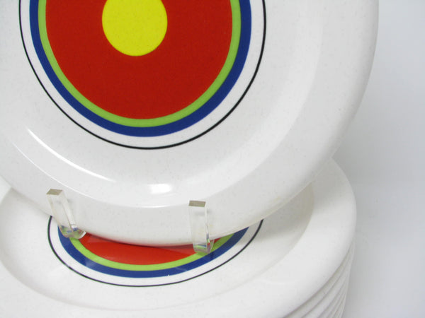 edgebrookhouse - Vintage Mikasa Moonfire Dinner Plates with Vibrant Concentric Circle Pattern - 8 Pieces