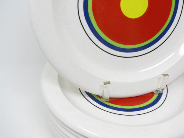 edgebrookhouse - Vintage Mikasa Moonfire Dinner Plates with Vibrant Concentric Circle Pattern - 8 Pieces