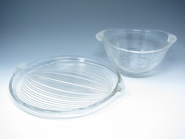edgebrookhouse - Vintage Mikasa Neo Classic Glass Serving Bowl and Tray with Frosted Handles - 2 Pieces