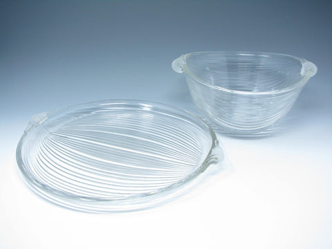 edgebrookhouse - Vintage Mikasa Neo Classic Glass Serving Bowl and Tray with Frosted Handles - 2 Pieces