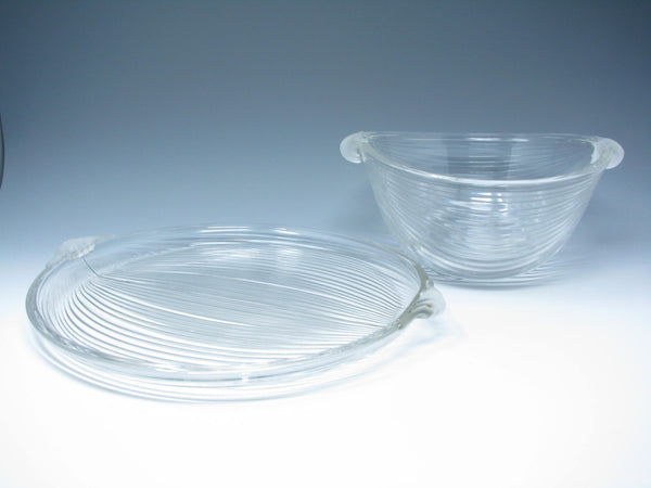 edgebrookhouse - Vintage Mikasa Neo Classic Glass Serving Bowl and Tray with Frosted Handles - 2 Pieces