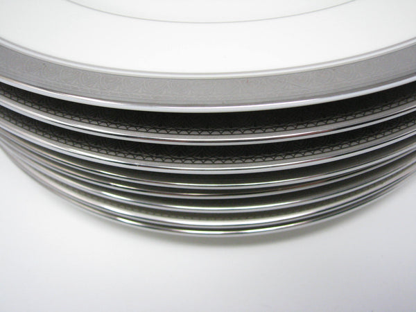 edgebrookhouse - Vintage Mikasa Palatial Platinum Dinner Plates with Platinum Encrusted Band Rim - Set of 8