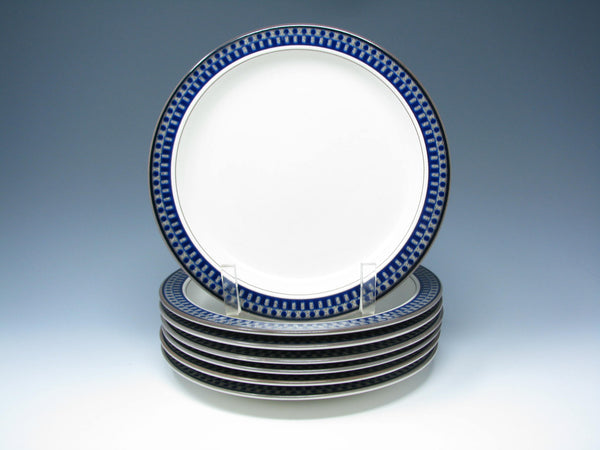 edgebrookhouse - Vintage Mikasa Potter's Touch Aztec Blue Stoneware Salad Plates - 7 Pieces