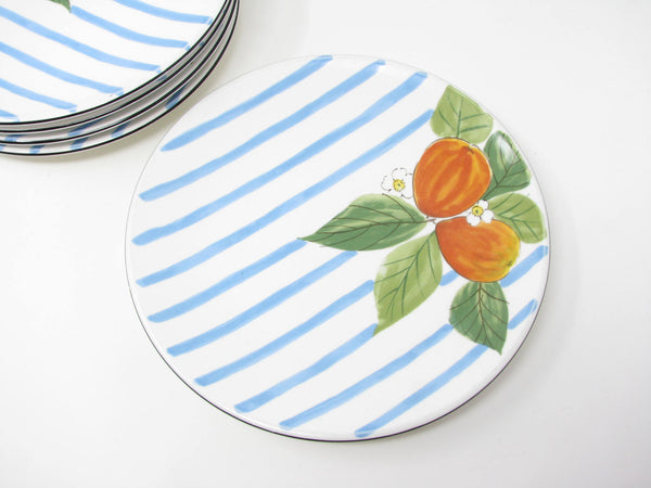 edgebrookhouse - Vintage Mikasa Sunshine Harvest Coupe Salad Plates with Stripes and Fruit - 5 Pieces