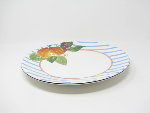 edgebrookhouse - Vintage Mikasa Sunshine Harvest Round Platter Chop or Cake Plate with Stripes and Fruit