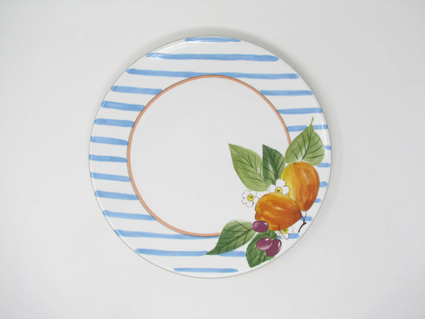 edgebrookhouse - Vintage Mikasa Sunshine Harvest Round Platter Chop or Cake Plate with Stripes and Fruit