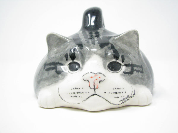 edgebrookhouse - Vintage Mike Hinton Ceramic Tabby Cat Decorative Butter Cheese Cover
