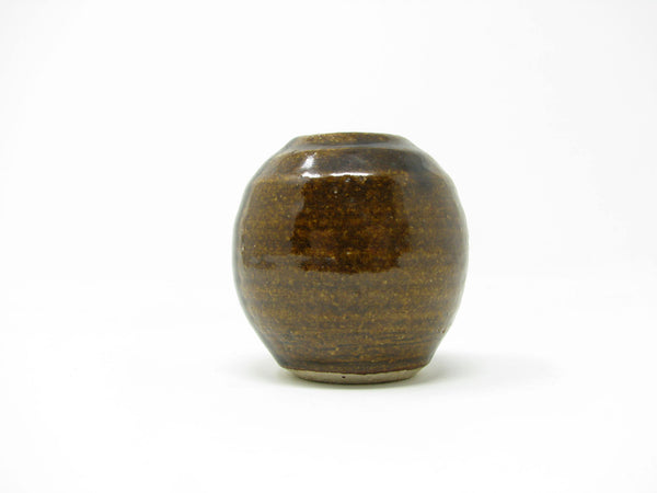 edgebrookhouse - Vintage Miniature Pottery Vase with Brown Glaze