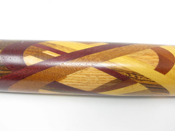 edgebrookhouse - Vintage Mixed Wood Rolling Pin With Inlaid Celtic Design and Leather Strap