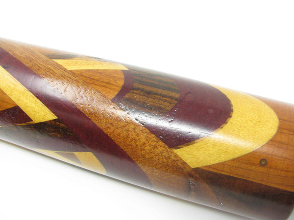 edgebrookhouse - Vintage Mixed Wood Rolling Pin With Inlaid Celtic Design and Leather Strap