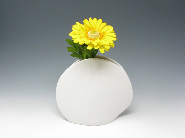 edgebrookhouse - Vintage Modern Minimalist White Pottery Envelope Vase Made in Japan
