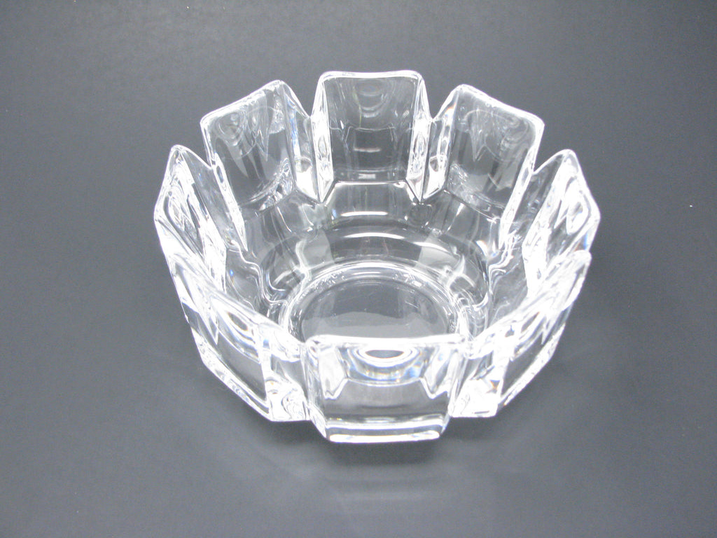 Vintage Modernist Orrefors Sweden Large Crystal Corona Bowl Signed