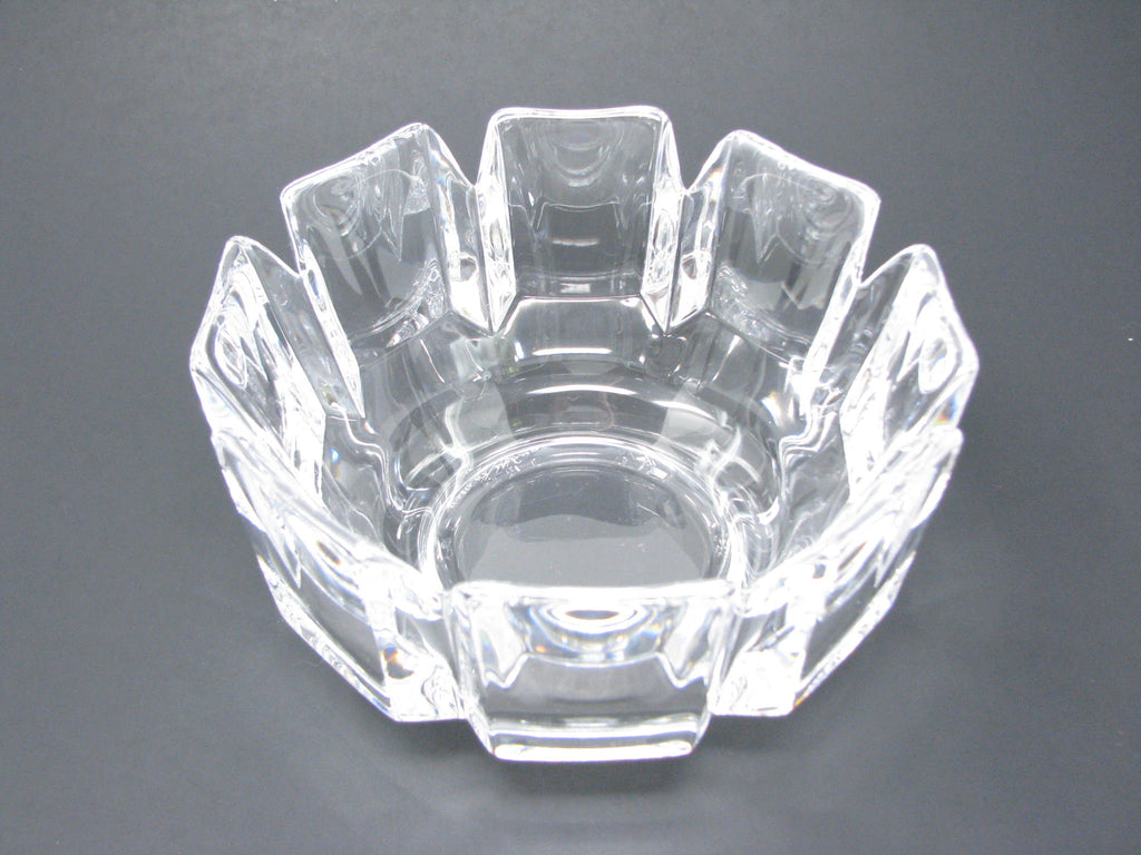 Vintage Modernist Orrefors Sweden Large Crystal Corona Bowl Signed
