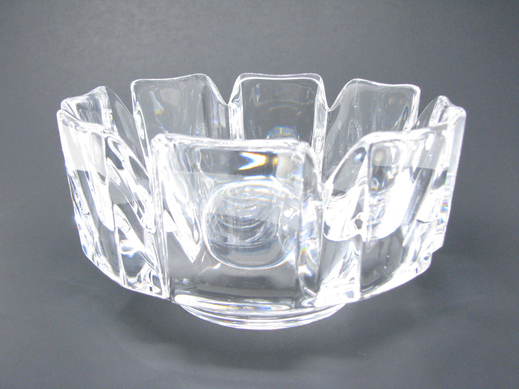 Vintage Modernist Orrefors Sweden Large Crystal Corona Bowl Signed