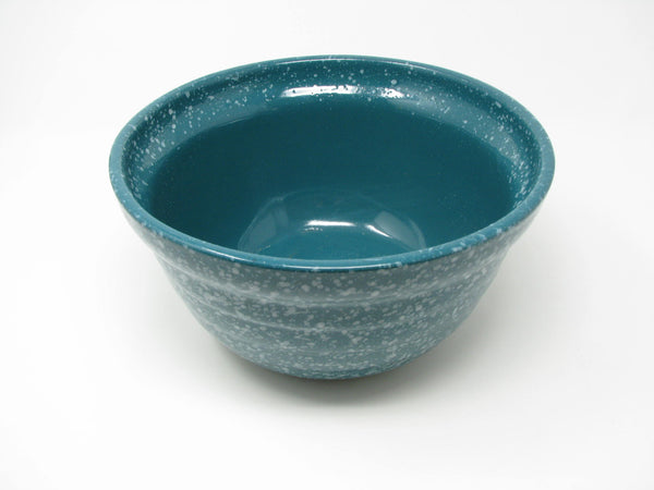 edgebrookhouse - Vintage Monmouth Pottery Turquoise Spatter Speckled Mixing Bowl