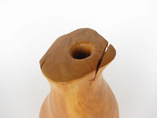 edgebrookhouse - Vintage Monumental Hand-Carved Wood Weed Vase with Organic Shape