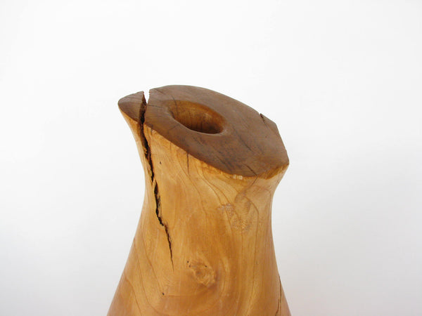edgebrookhouse - Vintage Monumental Hand-Carved Wood Weed Vase with Organic Shape