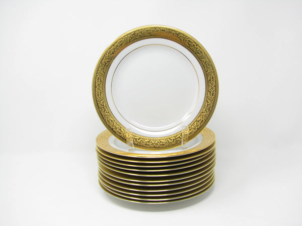 edgebrookhouse - Vintage Muirfield Magnificence Gold Encrusted Salad Plates - 12 Pieces