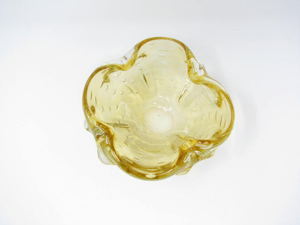 edgebrookhouse - Vintage Murano Controlled Bubble Pale Yellow Glass Trinket Dish