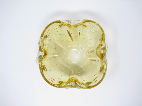 edgebrookhouse - Vintage Murano Controlled Bubble Pale Yellow Glass Trinket Dish
