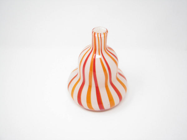 edgebrookhouse - Vintage Murano Style Blown Cased Glass Double Gourd Vase with Orange Red Stripes
