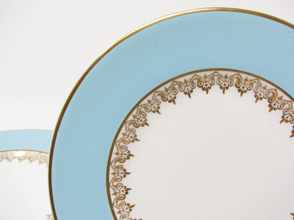edgebrookhouse - Vintage Myott England Tiffany Blue Bread Plates with Gold Details - 8 Pieces