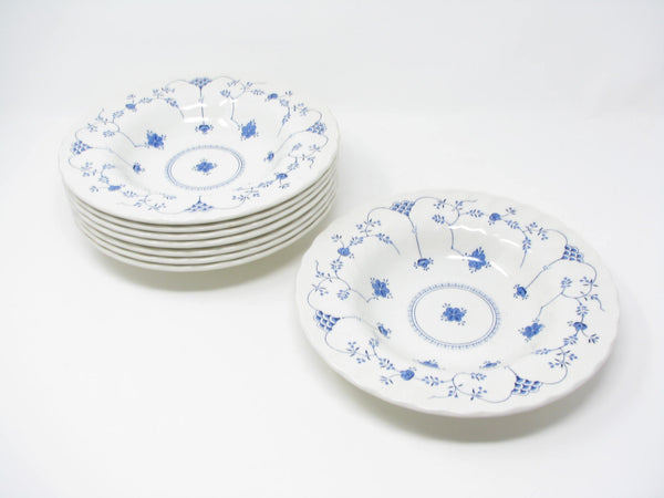 edgebrookhouse - Vintage Myott Staffordshire Finlandia Blue White Ironstone Rimmed Bowls - 6 Pieces